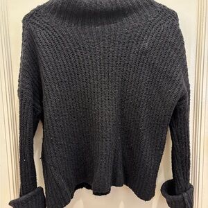 Anthropologie Black Mock Neck Knit Sweater